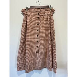 Everlane gingham skirt The Easy Button front size S brown and cream lined midi